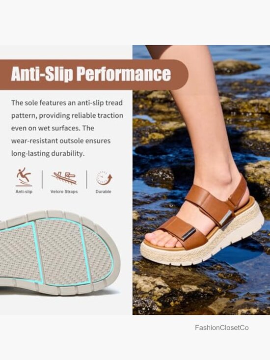 IEMIEMIEM Womens Espadrille Platform Sandals Low Wedge Heel  Espadrille Wedges Platform Sandals Orthopedic Arch Support Cushion Insole
